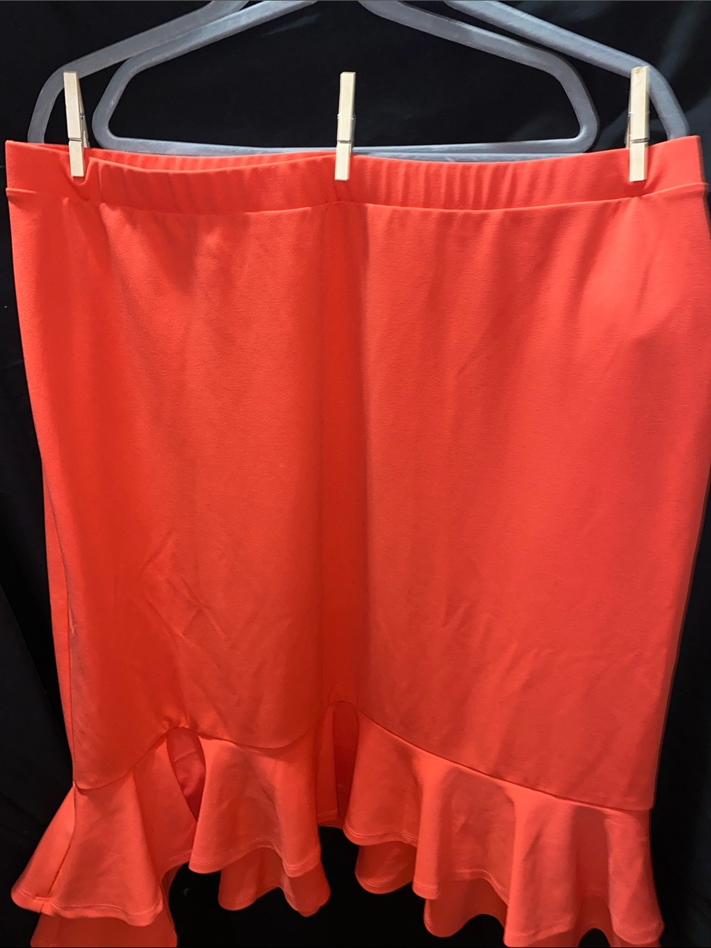 Coral Ruffle-Hem Midi Skirt
